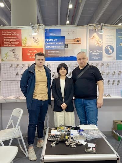 HONGYI team with furniture hardware importer at Interzum Guangzhou(CIFF)