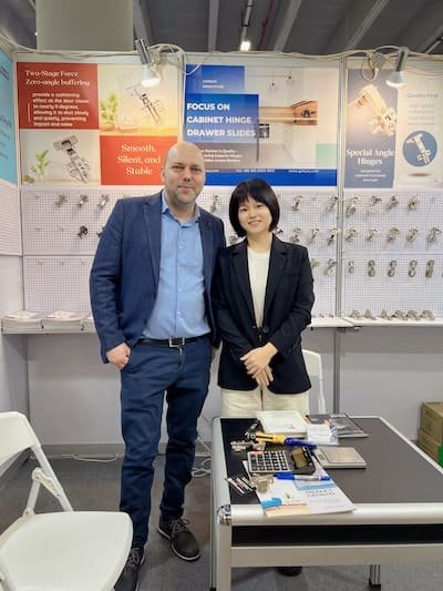 HONGYI team with furniture hardware importer at Interzum Guangzhou(CIFF)