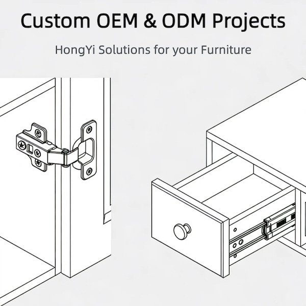 OEM ODM cabinet hardware custom hinges and drawer slides HongYi