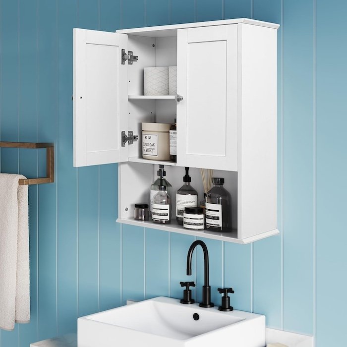 Waterproof bathroom cabinet hinges and rust resistant slides HongYi